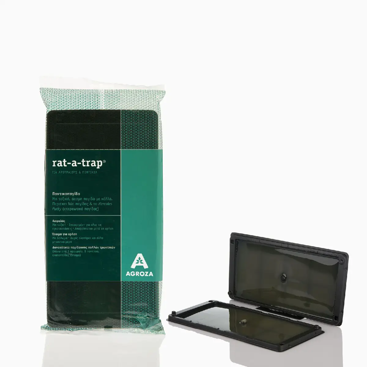 02-1046-2 Κόλλα - παγίδα ποντικιών 96m μικρή (σετ 2 τεμ) Agroza Rat-a-trap παγίδα κόλλας 8.5x13cm - Image 1