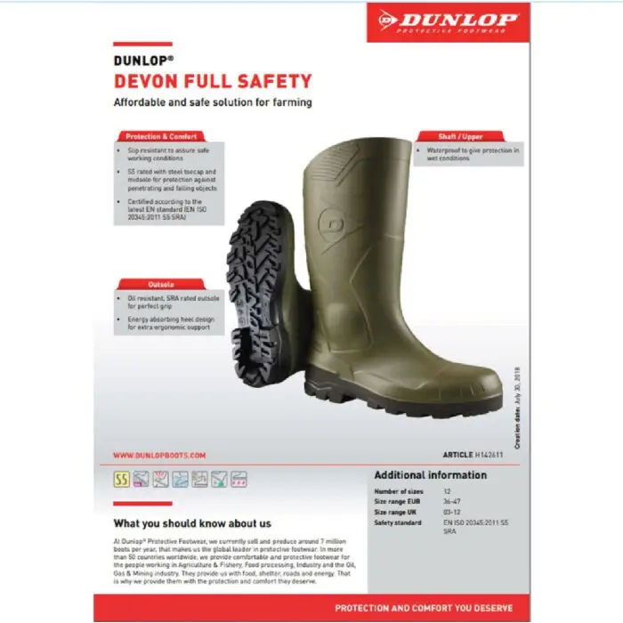 DUNLOP ΜΠΟΤΕΣ ΓΟΝΑΤΟΥ Devon S5 ΠΡΑΣΙΝΕΣ H142611 No40 - Image 4