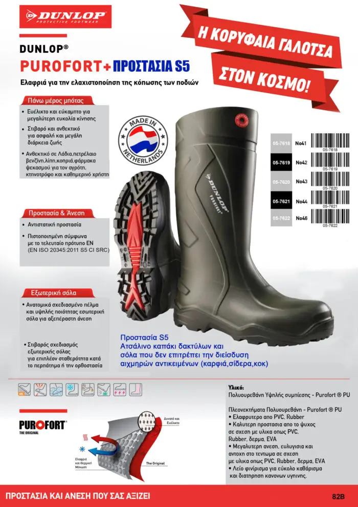 DUNLOP ΜΠΟΤΕΣ ΓΟΝΑΤΟΥ Purofort+ S5 C762933 No45 Με Προστασία Δακτύλων - Image 6