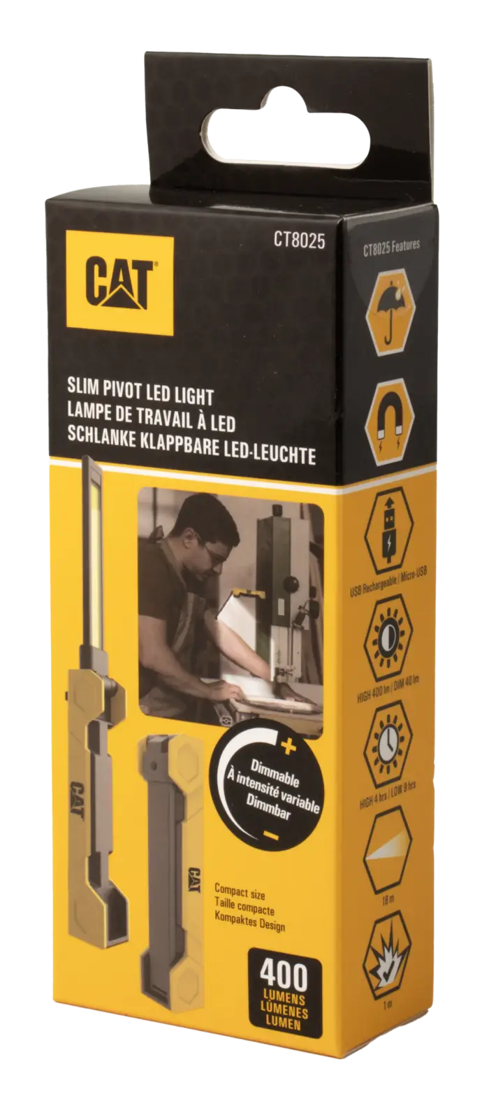 CAT ΦΑΚΟΣ LED ΕΠΑΝΑΦΟΡΤΙΖΟΜΕΝΟΣ ΑΔΙΑΒΡΟΧΟΣ IPX4 με Μέγιστη Φωτεινότητα 400Lm CT8025 - Image 9