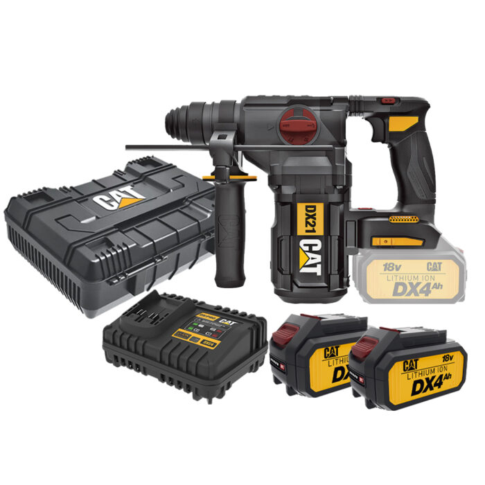 CAT COMBO-09 ΠΕΡΙΣΤΡΟΦΙΚΟ ΠΙΣΤΟΛΕΤΟ 2,2J  DX21B + ΚΑΣΕΤΙΝΑ + ΔΩΡΟ 2 ΜΠΑΤΑΡΙΕΣ 4.0Ah DXB4 + ΔΩΡΟ ΦΟΡΤΙΣΤΗΣ DXC4 - Image 1