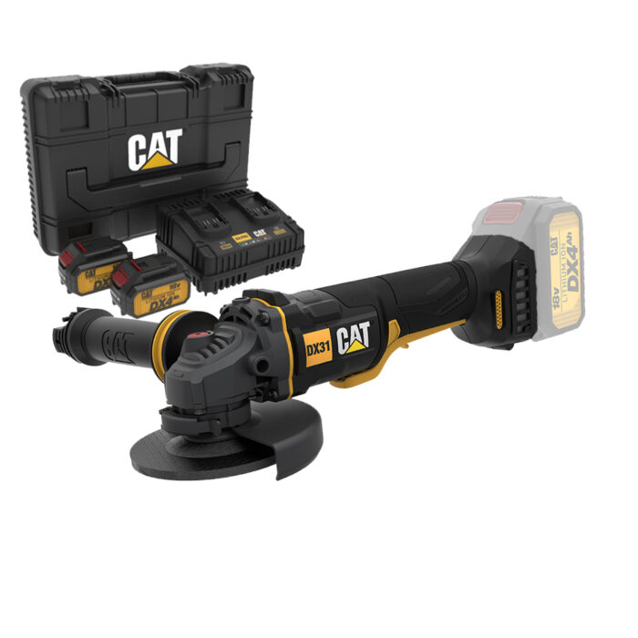 CAT COMBO-13 ΓΩΝΙΑΚΟΣ ΤΡΟΧΟΣ ΜΠΑΤΑΡΙΑΣ 125mm DX314B + ΔΩΡΟ ΚΑΣΕΤΙΝΑ + -60% 2 ΜΠΑΤΑΡΙΕΣ 4.0Ah ΜΕ ΔΙΠΛΟ ΦΟΡΤΙΣΤΗ DXK900 - Image 1