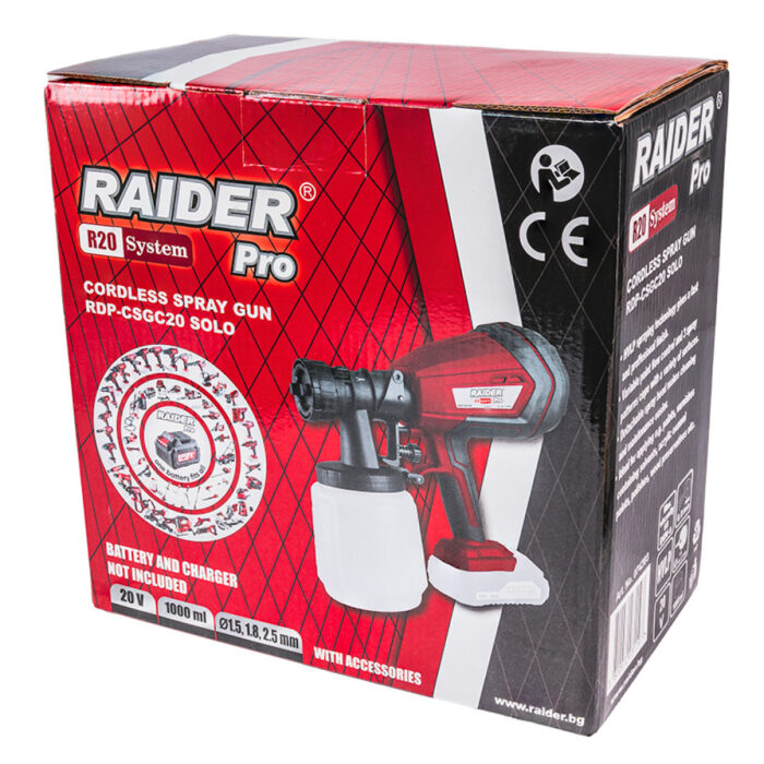 RAIDER R20 Solo ΠΙΣΤΟΛΙ ΒΑΦΗΣ ΗΛΕΚΤΡΙΚΟ 20V με Δοχείο 1lt RDP-CSGC20 074203 - Image 6