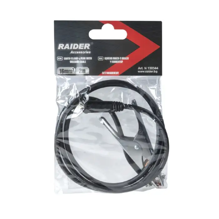 RAIDER ΚΑΛΩΔΙΟ ΗΛΕΚΤΡΟΣΥΓΚΟΛΛΗΣΗΣ 2m 16mm² ΜΕ ΤΣΙΜΠΙΔΑ ΣΩΜΑ ΓΕΙΩΣΗΣ SET  138344 - Image 2