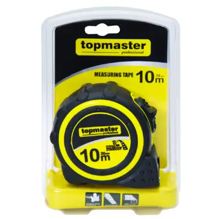 TOP MASTER Μετροταινία 10Μ*30ΜΜ με αυτόματη επαναφορά και μαγνήτη extreme φαρδύ 3η γενιά 260202