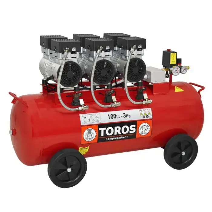 TOROS: ΑΕΡΟΣΥΜΠΙΕΣΤΗΣ ΧΑΜΗΛΟΥ ΘΟΡΥΒΟΥ OILFREE 100LT, 3HP - Image 2