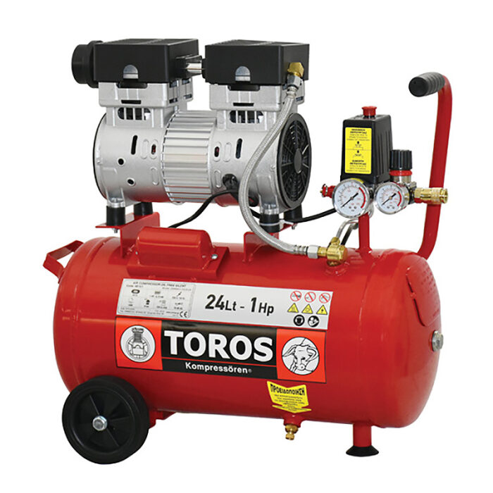 TOROS: ΑΕΡΟΣΥΜΠΙΕΣΤΗΣ  OILFREE ΧΑΜΗΛΟΥ  ΘΟΡΥΒΟΥ 24LT, 1HP - Image 1
