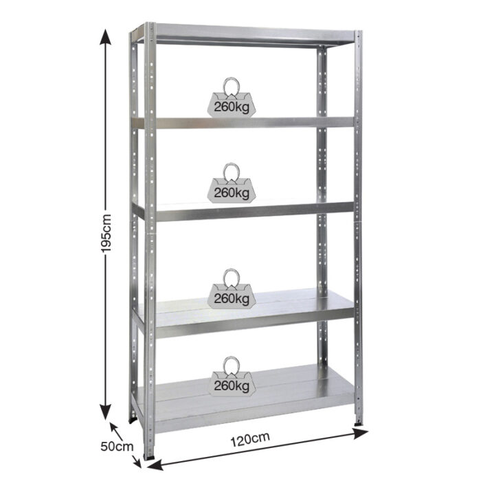 ΡΑΦΙΕΡΑ ΜΕΤΑΛΛΙΚΗ ΓΑΛΒΑΝΙΖΕ 120x50x195 - 260kg - 5 ΡΑΦΙΑ - Image 2