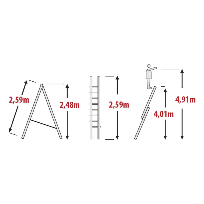 BULLE: ΣΚΑΛΑ ΑΛΟΥΜΙΝΙΟΥ ΔΙΠΛΗ ΕΠΕΚΤΕΙΝΟΜΕΝΗ PROFESSIONAL 2x9 ΣΚΑΛΙΑ - Image 2