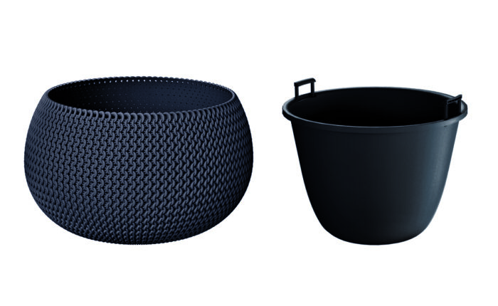 PROSPERPLAST Γλάστρα Splofy Bowl Ανθρακί 9 lt DKSP370-S433 - Image 1