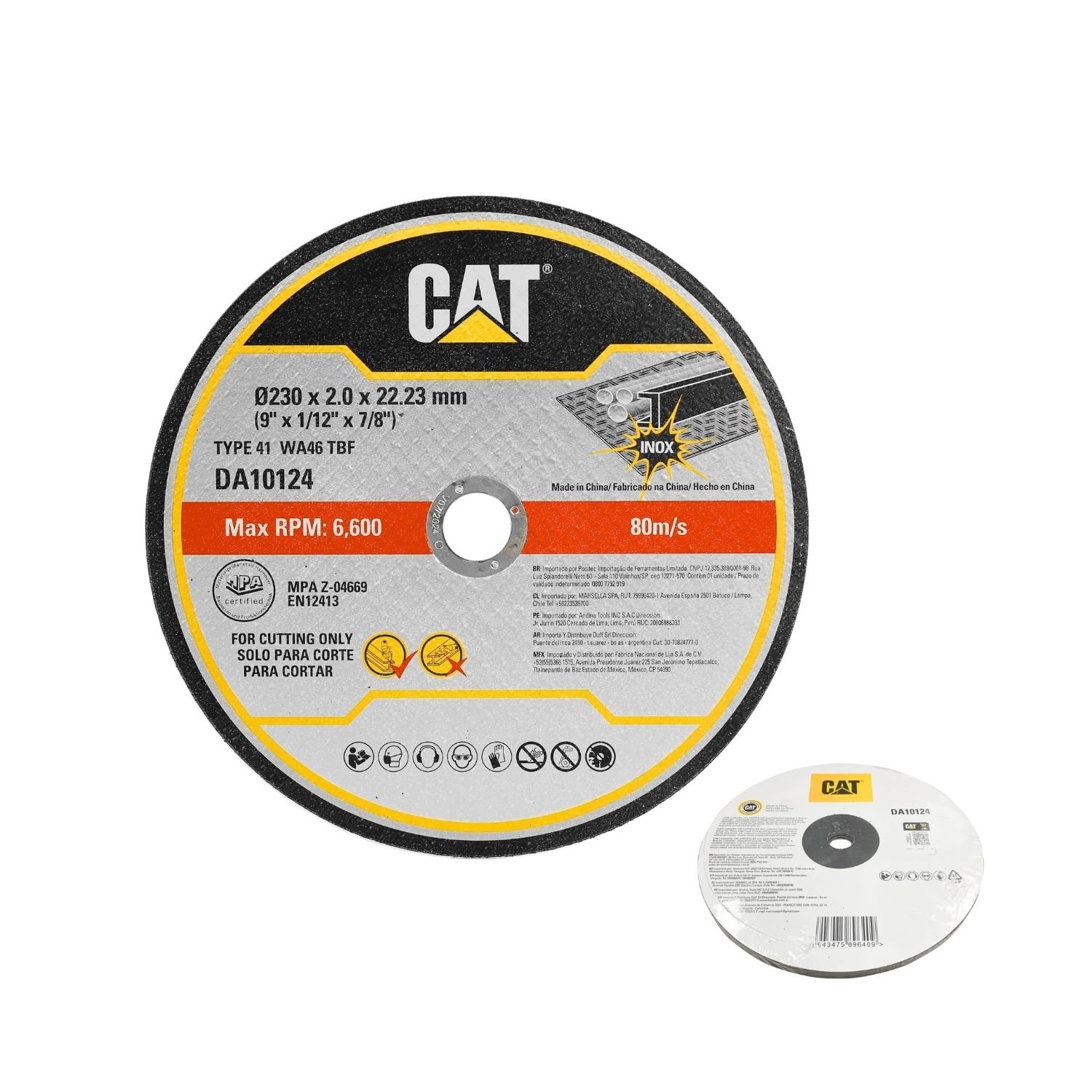 02-3452 CAT Τροχός κοπής inox 230x2mm σετ:5τεμ. DA10124 (τιμή/τεμ) - Image 1