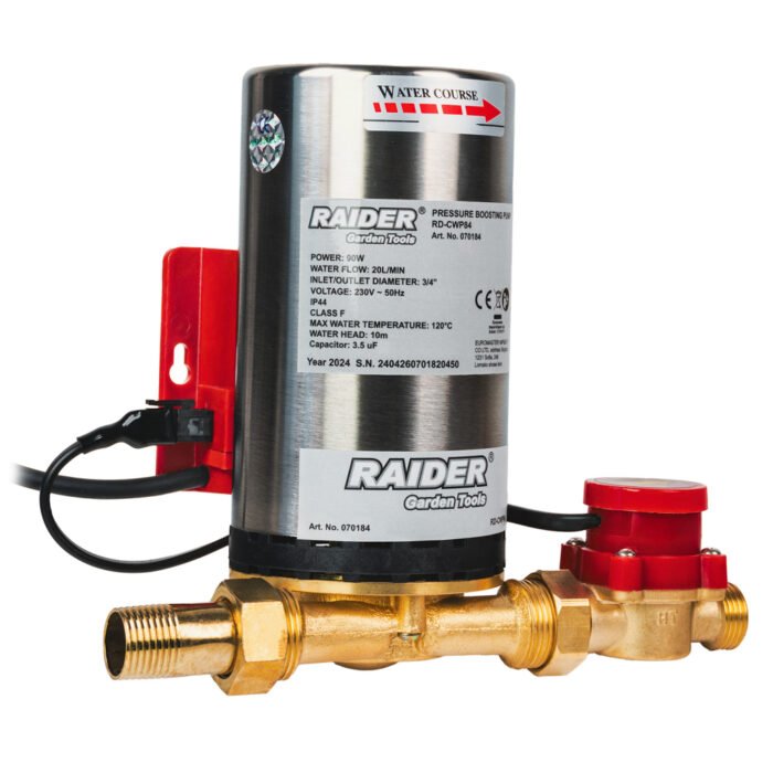 10-6506-1 RAIDER Πιεστικό 90W 3/4" 20L/min 10m INOX 1,2m RD-CWP84 070184 - Image 2