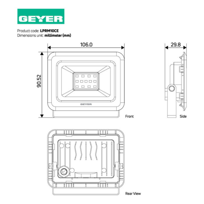 GEYER Προβολέας led μαύρος 10W 4000K 900LM LPRM10CE - Image 4