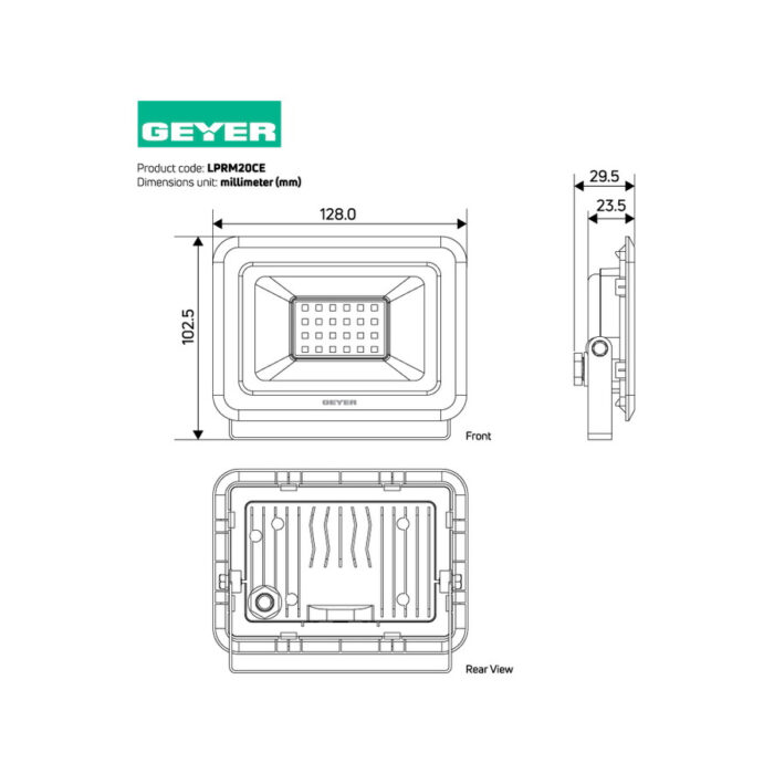 GEYER Προβολέας led μαύρος 20W 4000K 1800LM LPRM20CE - Image 4