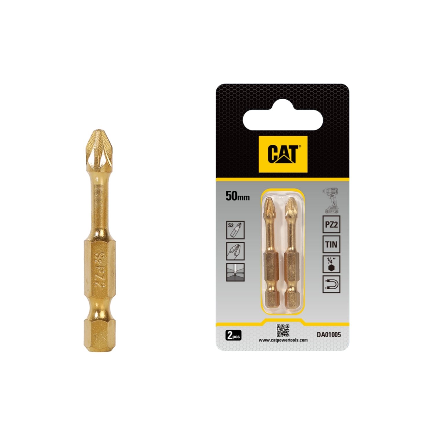 02-3431 CAT Μύτη κατσαβιδιού αστέρι με μέγεθος PZ2 50mm συσκευασία 2τεμ. DA01005 - Image 1