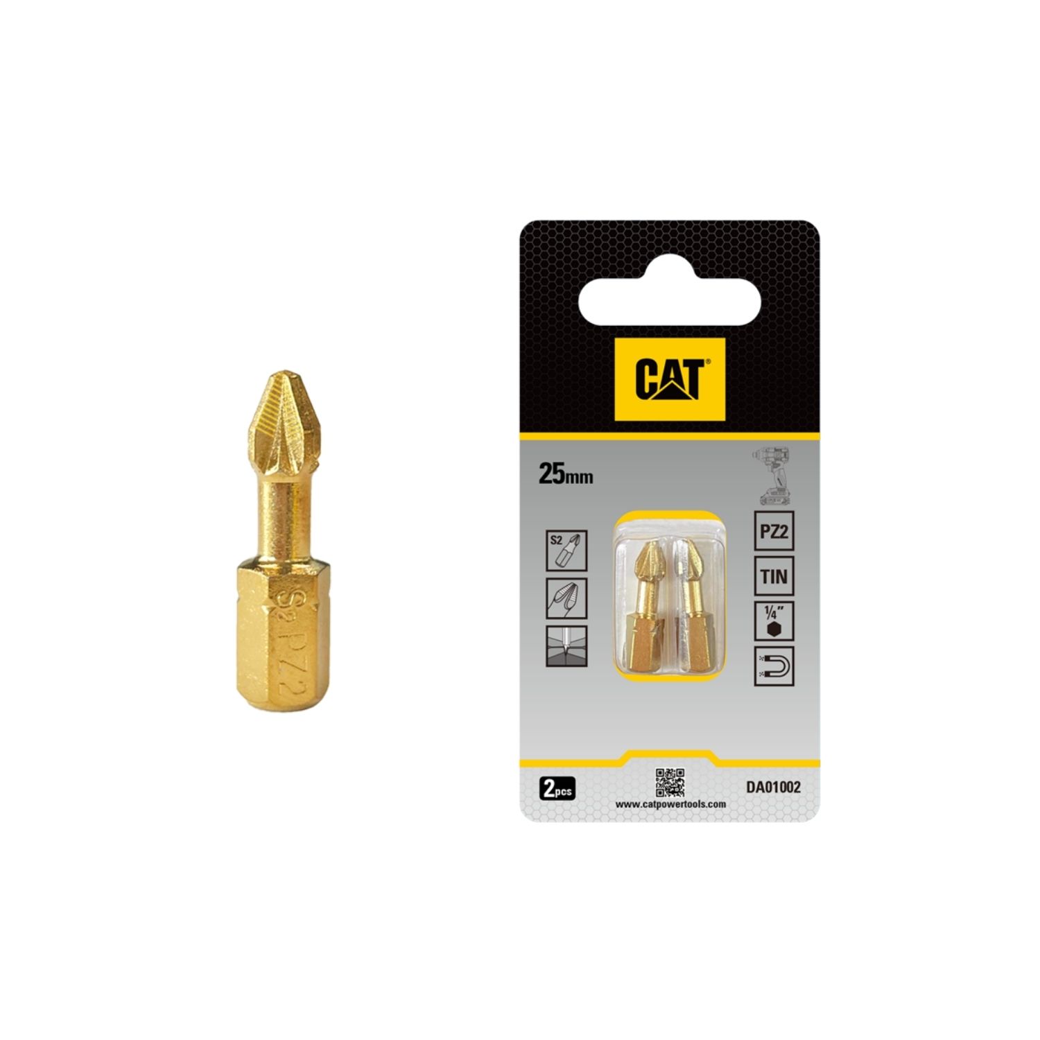 02-3433 CAT Μύτη κατσαβιδιού αστέρι με μέγεθος PZ2 25mm συσκευασία 2τεμ. DA01002 - Image 1