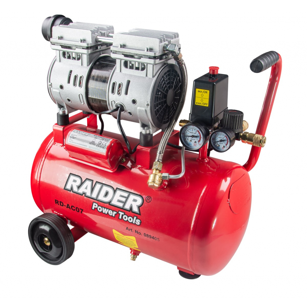 089405 RAIDER Αεροσυμπιεστής 24L αθόρυβος RD-AC07 0,75kW 089405 - Image 1