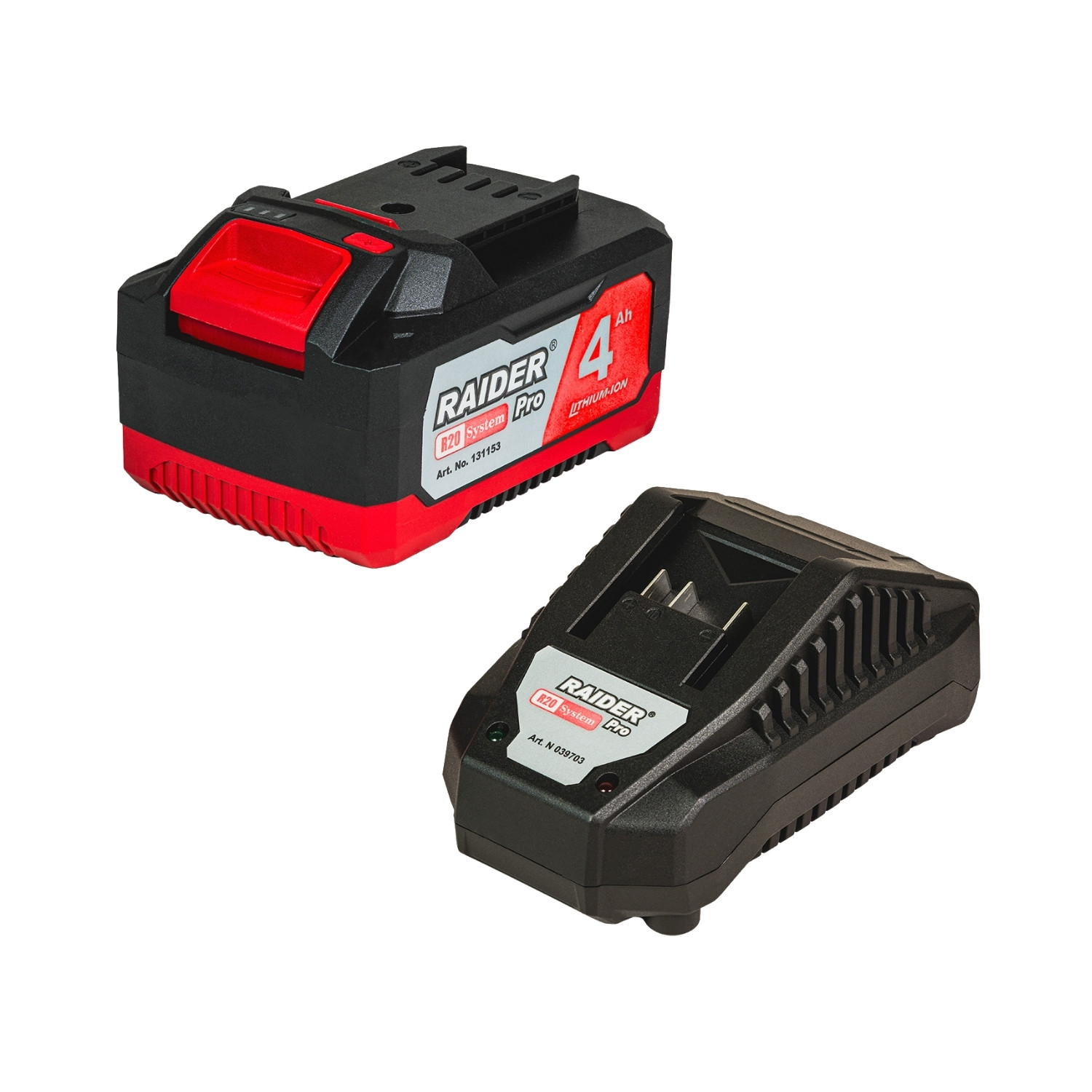 10-6072 RAIDER R20 Φορτιστής & μπαταρία Li-ion 20V 4Ah/1h RDP-R20 131167 - Image 1