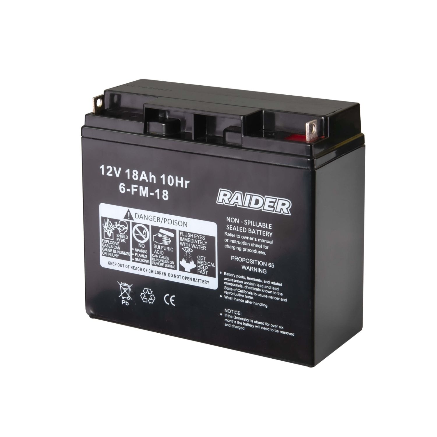 10-6641 RAIDER Μπαταρία 12V για γεννήτρια βενζίνης RD-GG04 & GG12 090110 - Image 1
