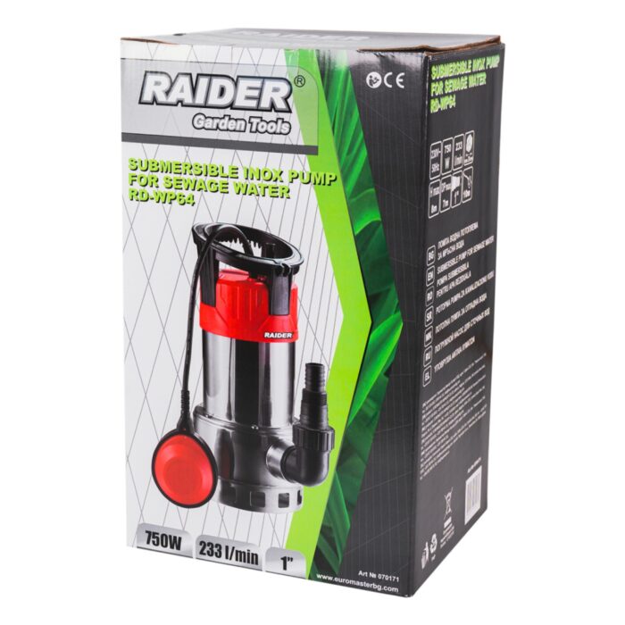 RAIDER Αντλία υποβρύχια ακαθάρτων inox RD-WP64 750W 1"max  233L/min 8m 070171 - Image 2
