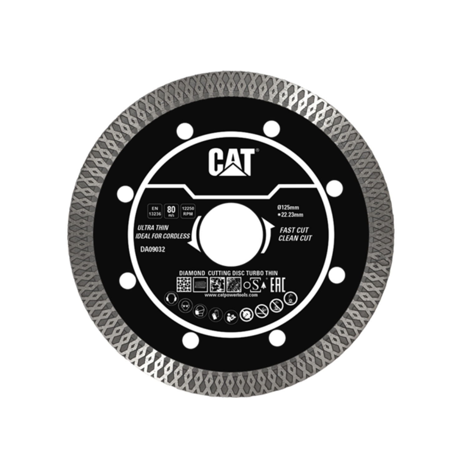 02-5413 CAT Δίσκος κοπής διαμαντέ Turbo Super Thin (Gres) με δαχτυλίδι 125x22.23x1.4mm DA09032-1 - Image 1