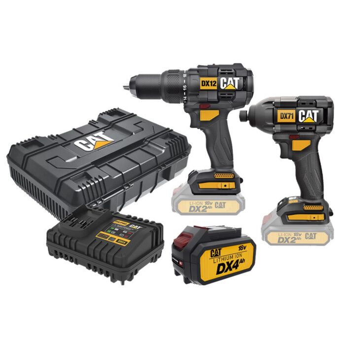 CAT Combo-04 Δραπανοκατσάβιδο κρουστικό DX12B + κατσαβίδι παλμικό DX71B + κασετίνα + δώρο μπαταρία 4.0Ah + δώρο φορτιστή DXC4 - Image 2